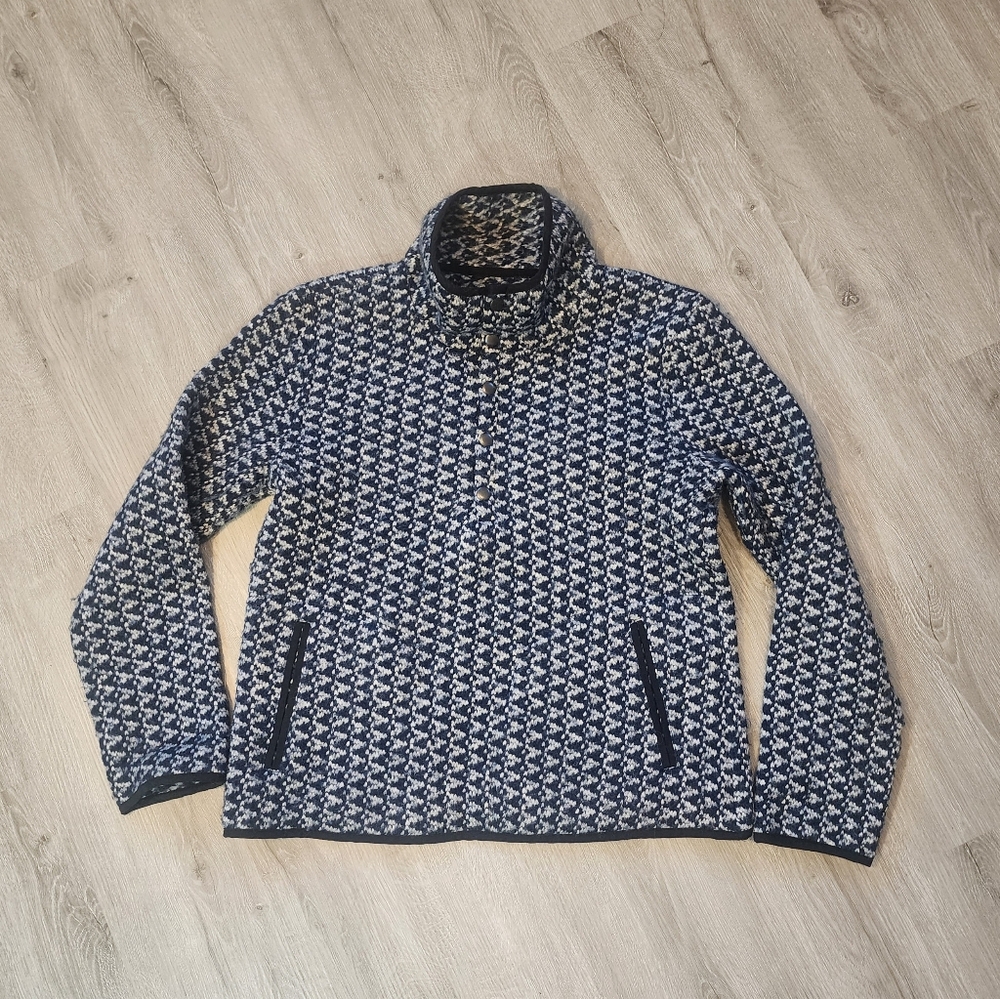 Madewell Harmonica Wool Blend Pullover 1/4 Snap Blue Size Small